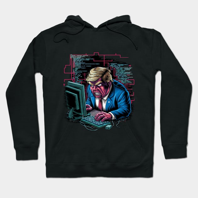 angry Trump try to coding the new USA Hoodie by woormle